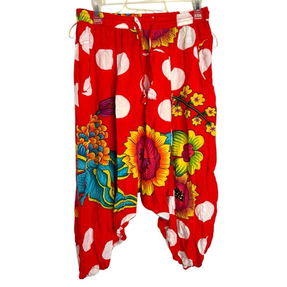 Desigual women harem large pants red floral wavy relaxed fit‎ - Picture 7 of 9